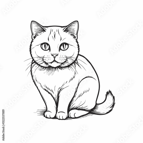 hand drawn cat outline illustration
