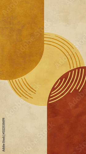 Obraz na płótnie Bold curving forms in brown and ochre shades with text space w salonie