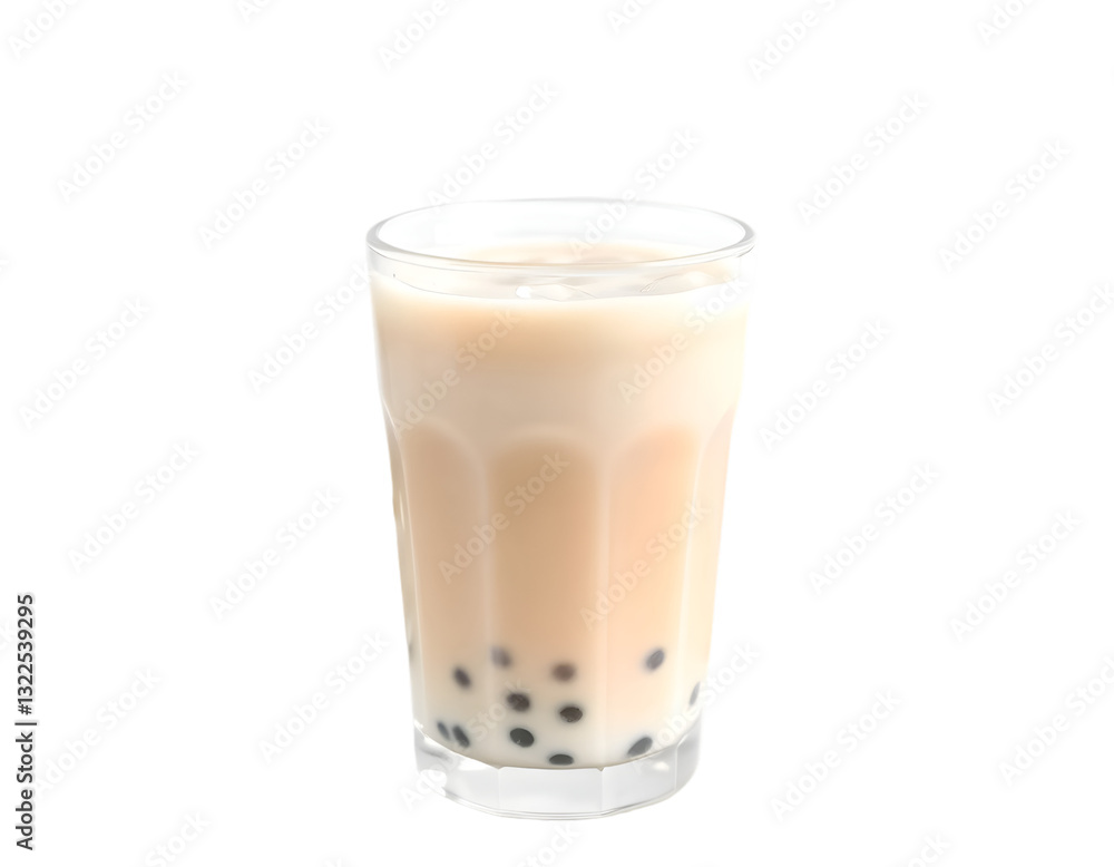 Taiwan milk tea with bubbles isolated on transparent background Taiwan milk tea with bubbles isolated on transparent background