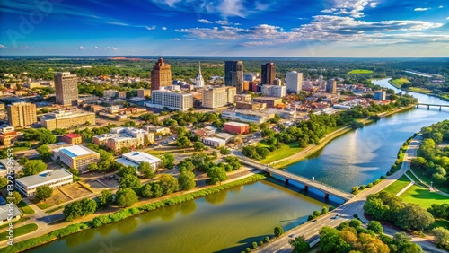 Aerial View of Downtown Waco, Texas & Brazos River - Cityscape Panorama