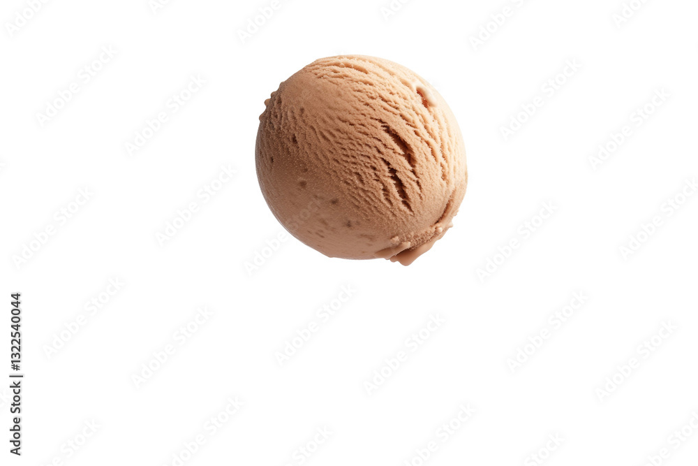 Scoop of ice cream is flying through the air, isolated Scoop of ice cream is flying through the air, isolated