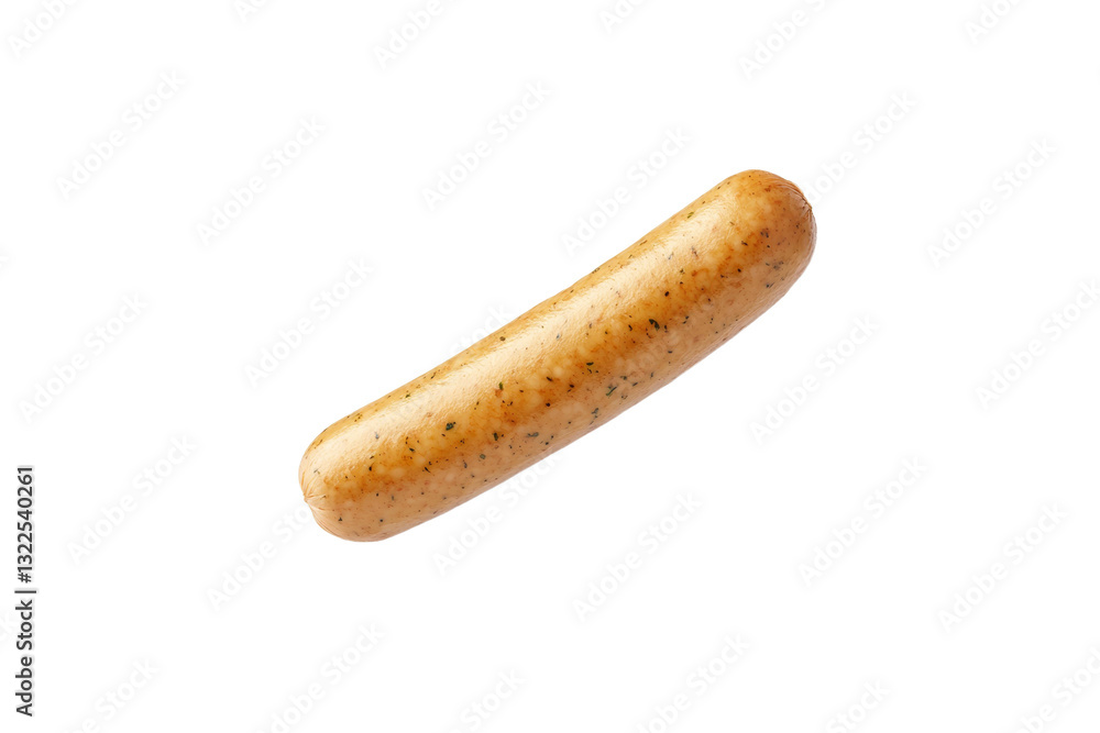 Long sausage is shown on a white background, isolated Long sausage is shown on a white background, isolated