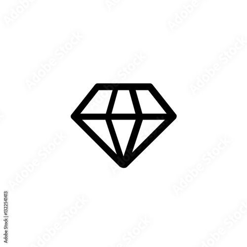 A Sparkling Diamond, Symbol Of Enduring Love And Timeless Elegance, Rendered In Bold Black Lines Against A Pure White Background