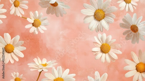 Daisy Dreamscape: An enchanting arrangement of daisies, their delicate petals and vibrant yellow centers, gracefully scattered against a warm, inviting backdrop.