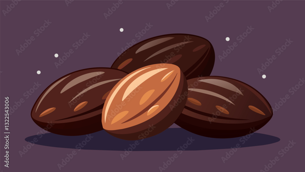 Fototapeta premium Dark chocolatecovered almonds for a sweet and antioxidantrich treat to keep those latenight study sessions going.. Vector illustration