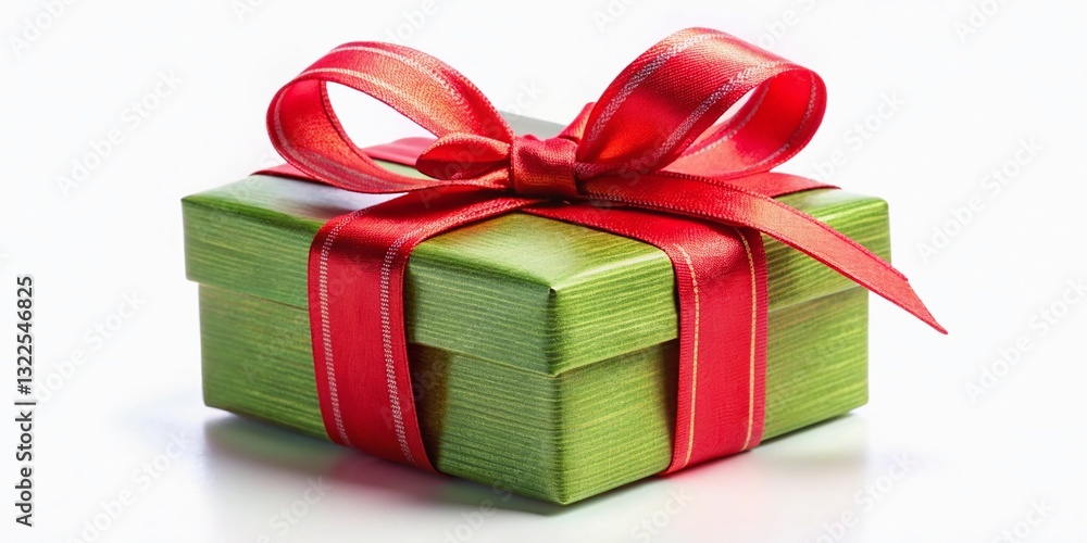 Fototapeta premium Beautifully Wrapped Gift Box with Red Ribbon - Festive Present, Holiday Surprise
