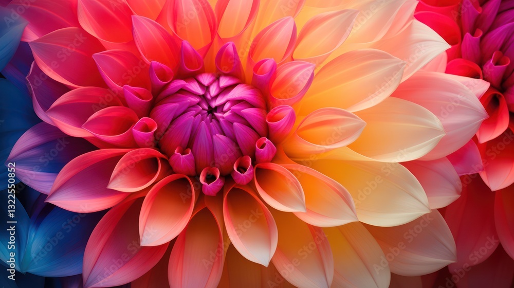 Vibrant Colorful Dahlia Flower Petals with Clean Lines and Delicate Texture Vibrant Colorful Dahlia Flower Petals with Clean Lines and Delicate Texture
