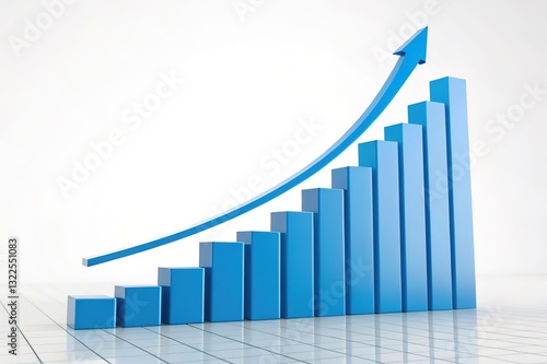 Free Download  Blue 3d bar graph with upward arrow illustrating business growth and financial success on white background - GFXLoad