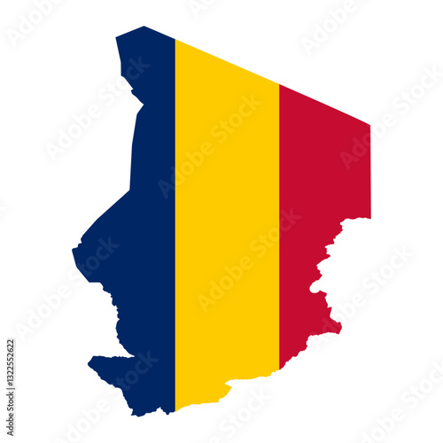 Obraz na plátně Map of Chad with flag