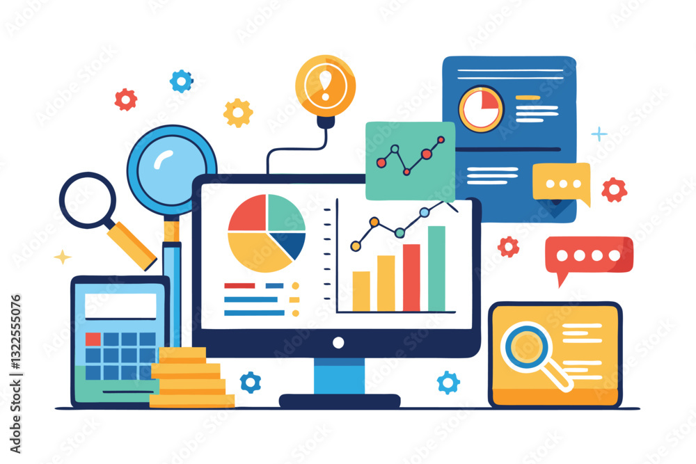 Data monitoring and analysis AND MAN Collection vector illustration Data monitoring and analysis AND MAN Collection vector illustration