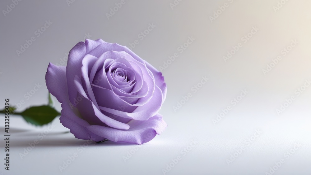 A Solitary Delicate Lavender Rose with Soft Lighting on a Smooth White Background Creates a Stunning Floral Still Life Portrait Close Up A Solitary Delicate Lavender Rose with Soft Lighting on a Smooth White Background Creates a Stunning Floral Still Life Portrait Close Up