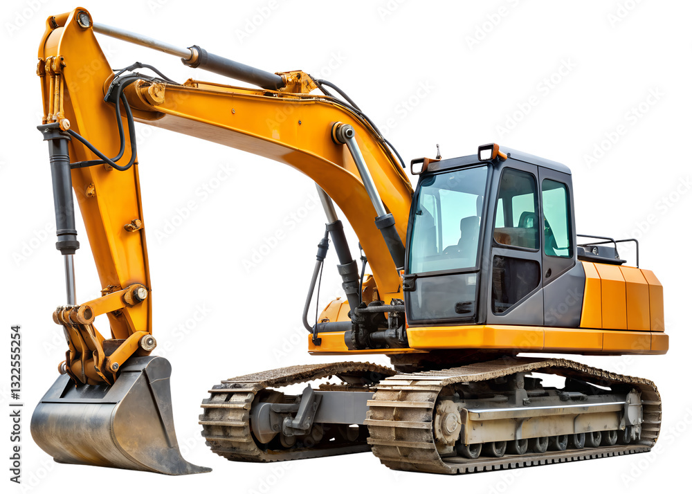 yellow excavator on white background yellow excavator on white background