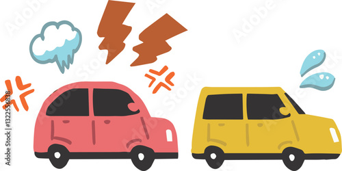 イライラする後ろの車と困った前の車のイラスト
