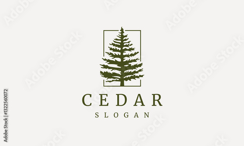 Elegant cedar evergreen pine tree vector logo