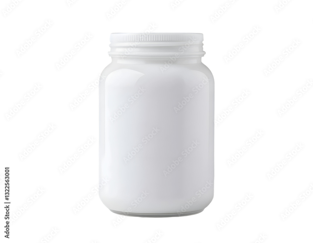 White plastic jar with cap isolated on transparent background White plastic jar with cap isolated on transparent background