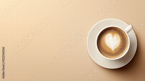Heart-shaped design artfully created on a cup of coffee representing minimalist lifestyle and simple pleasures