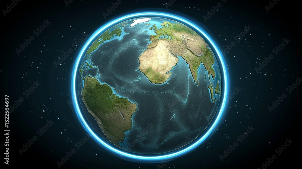 Fototapeta premium Stunning Earth in Space with Glowing Ring