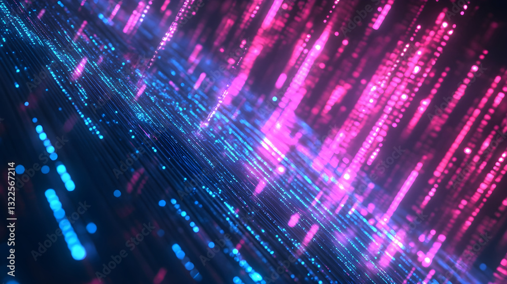 Retro neon grid background with glowing pink and blue lines creating a futuristic digital aesthetic
