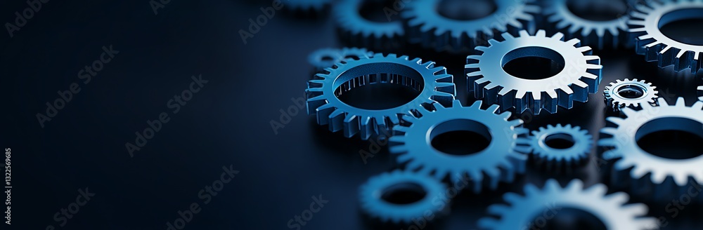 A close-up of intricate blue mechanical gears showcasing fine details, perfect for representing engineering, technology, and industrial concepts in digital and print formats. A close-up of intricate blue mechanical gears showcasing fine details, perfect for representing engineering, technology, and industrial concepts in digital and print formats.