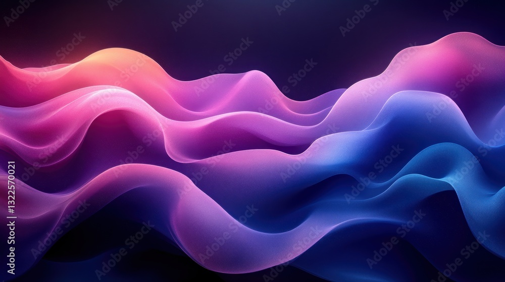 Obraz premium Abstract colorful flowing waves, vibrant gradient, dynamic curves, smooth texture, dark background.