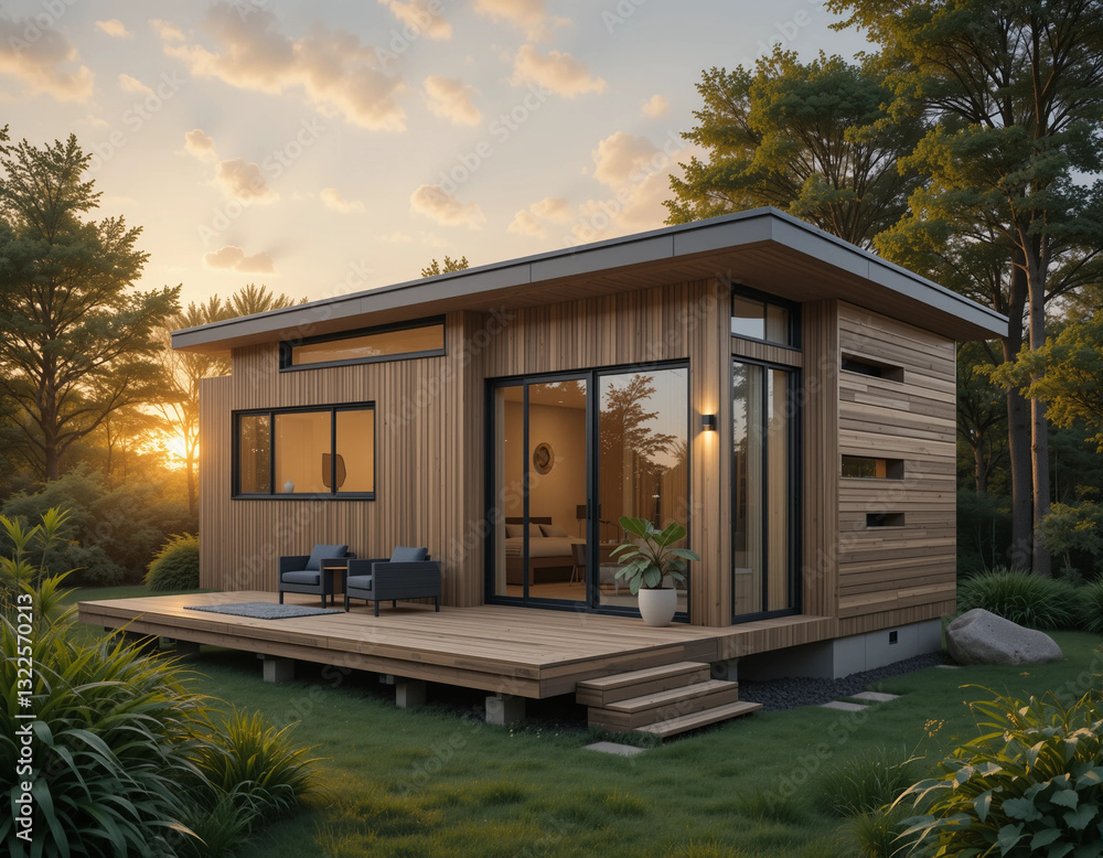 Fototapeta premium Smart Living – Stunning Tiny House Illustrations for Minimalist & Sustainable Lifestyles