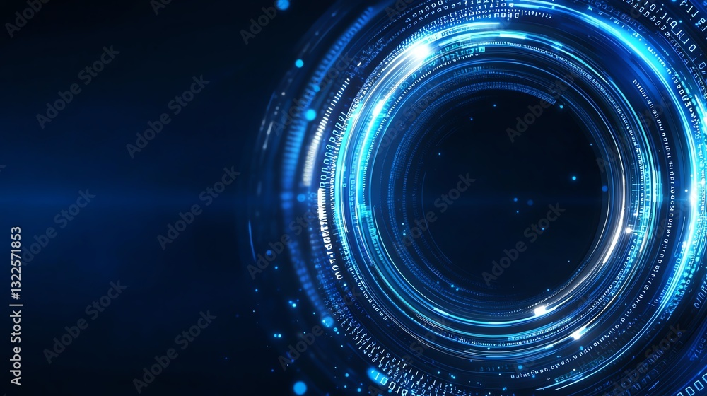 A captivating abstract digital background featuring vibrant blue lights and circular patterns. Ideal for tech-related designs, presentations, or as a futuristic backdrop. A captivating abstract digital background featuring vibrant blue lights and circular patterns. Ideal for tech-related designs, presentations, or as a futuristic backdrop.
