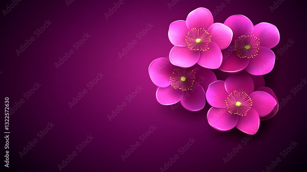 Elegant floral arrangement on a luxurious purple gradient backdrop Elegant floral arrangement on a luxurious purple gradient backdrop