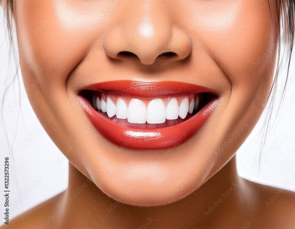 close-up of a woman's clean white teeth