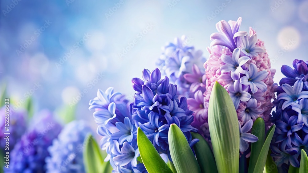 Fototapeta premium Easter Hyacinths: Spring Blooms in Purple and Blue