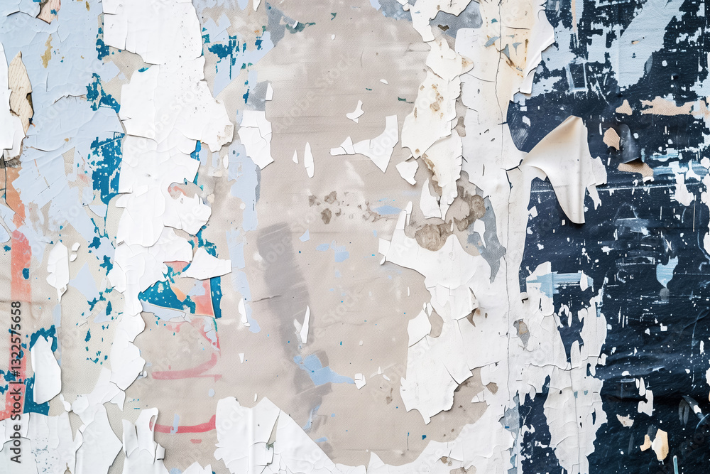 Fototapeta premium Detailed close-up of peeling paint on weathered urban wall