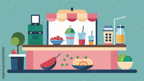 Customers can customize their own smoothie bowls with a wide selection of toppings at this makeyourown smoothie and snack bar making each visit a. Vector illustration