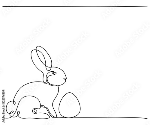 Minimalistyczny królik i jajko wielkanocne. Sylwetka uroczego zająca w prostym stylu. Ilustracja wektorowa.
