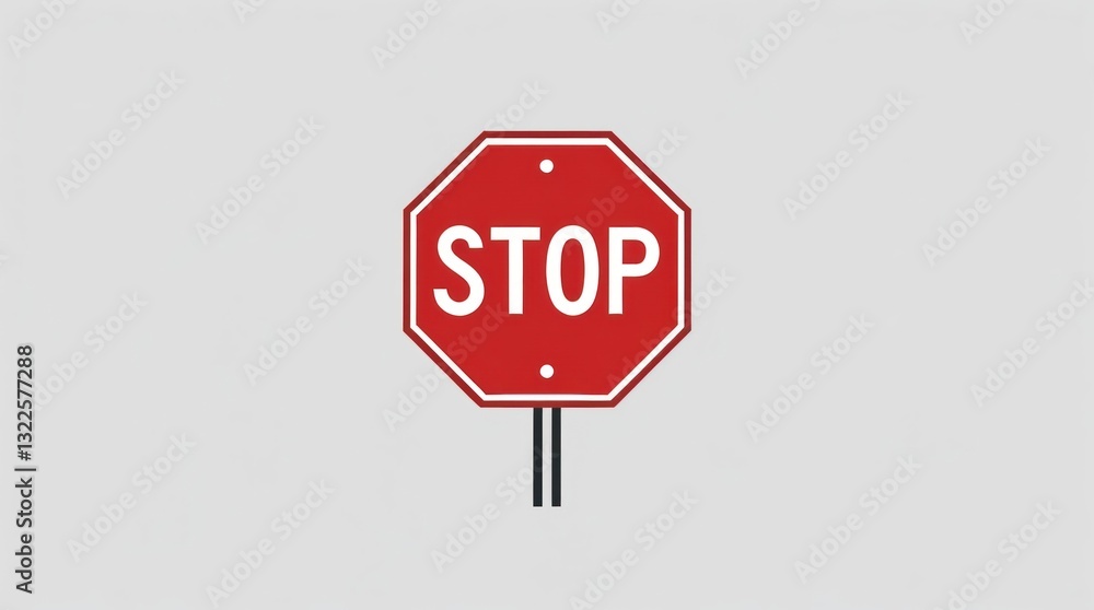 A bold red stop sign against a neutral background ideal for safety traffic and caution conce A bold red stop sign against a neutral background ideal for safety traffic and caution conce
