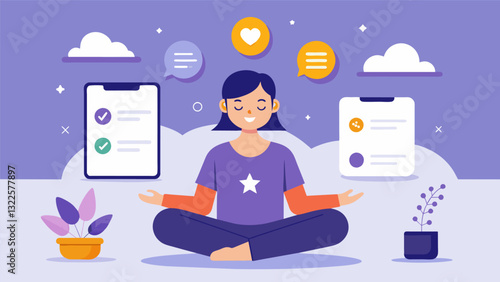 The app also offers personalized recommendations based on the users goals whether it be reducing stress improving sleep or finding inner peace.. Vector illustration