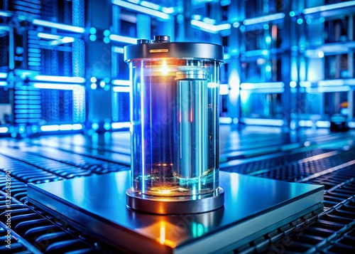 Glowing Futuristic Battery Circuitry: Advanced Energy Storage Lab Research