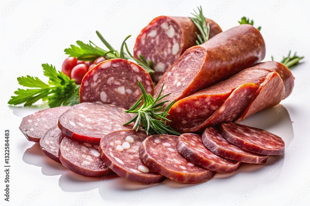 Gourmet Salami & Sausage Slices: High-Resolution Silhouette Stock Photo Gourmet Salami & Sausage Slices: High-Resolution Silhouette Stock Photo