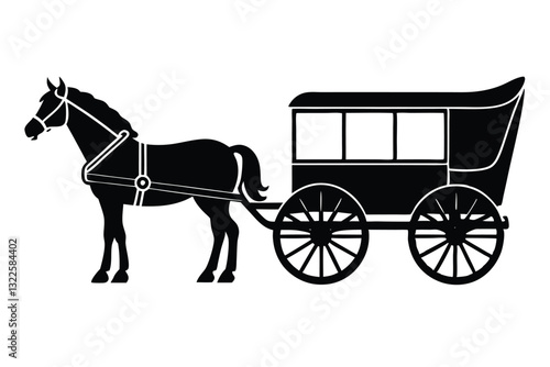 Silhouette Carriage And Horse Cart Logo Design creative design of horse cart or carriage