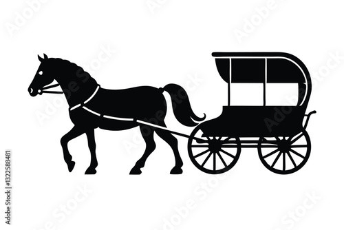 Silhouette Carriage And Horse Cart Logo Design creative design of horse cart or carriage
