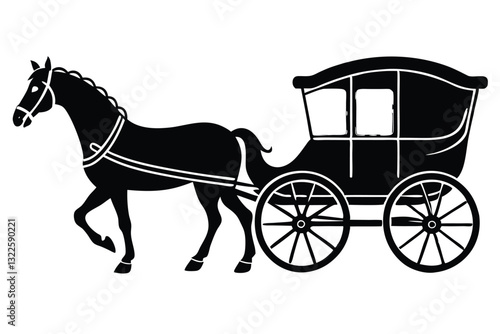 Horse carriage silhouette vector illustration isolated on a white background