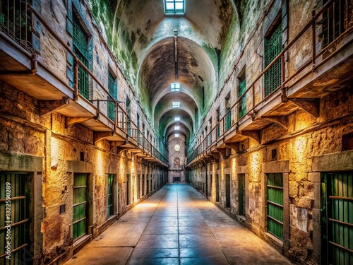 Historic Prison Cell Block, Long Exposure Photography, Eastern State Penitentiary, Philadelphia, Pennsylvania