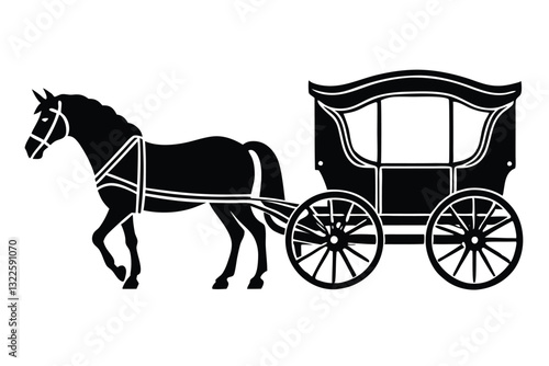 Horse carriage silhouette vector illustration isolated on a white background