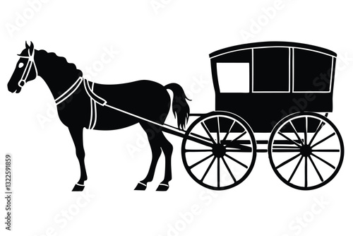 Horse carriage silhouette vector illustration isolated on a white background