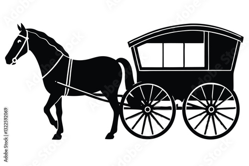 Horse carriage silhouette vector illustration isolated on a white background