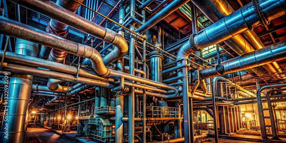 Intricate Industrial Pipework: Architectural Photography of Steel and Metal Intricate Industrial Pipework: Architectural Photography of Steel and Metal