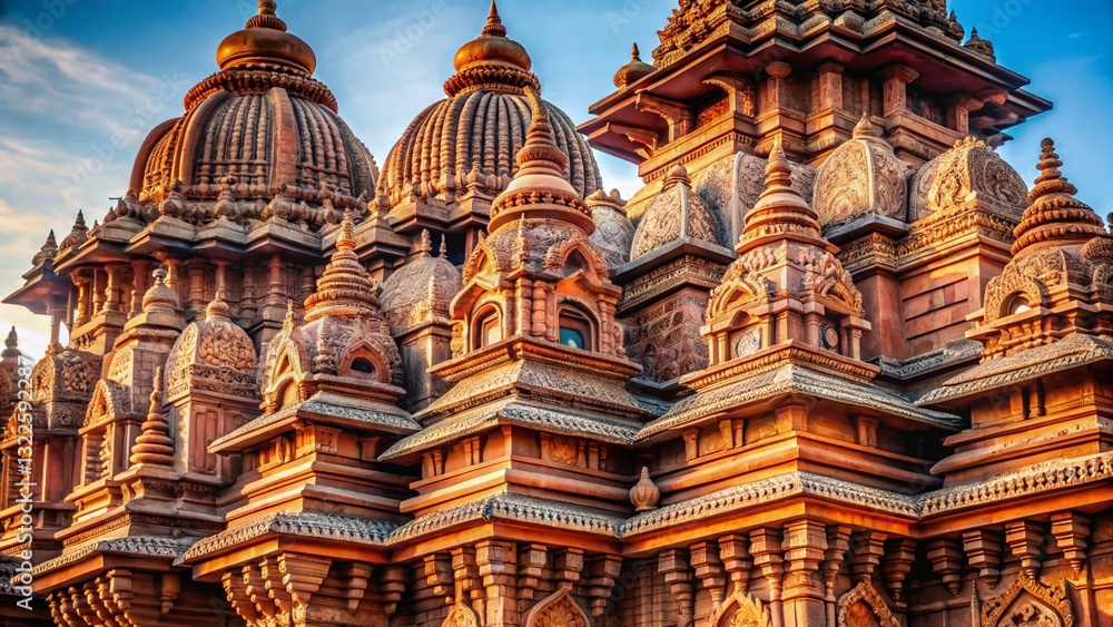 Fototapeta premium Intricate Varanasi Temple Roof Architecture, India - Detailed Close-Up