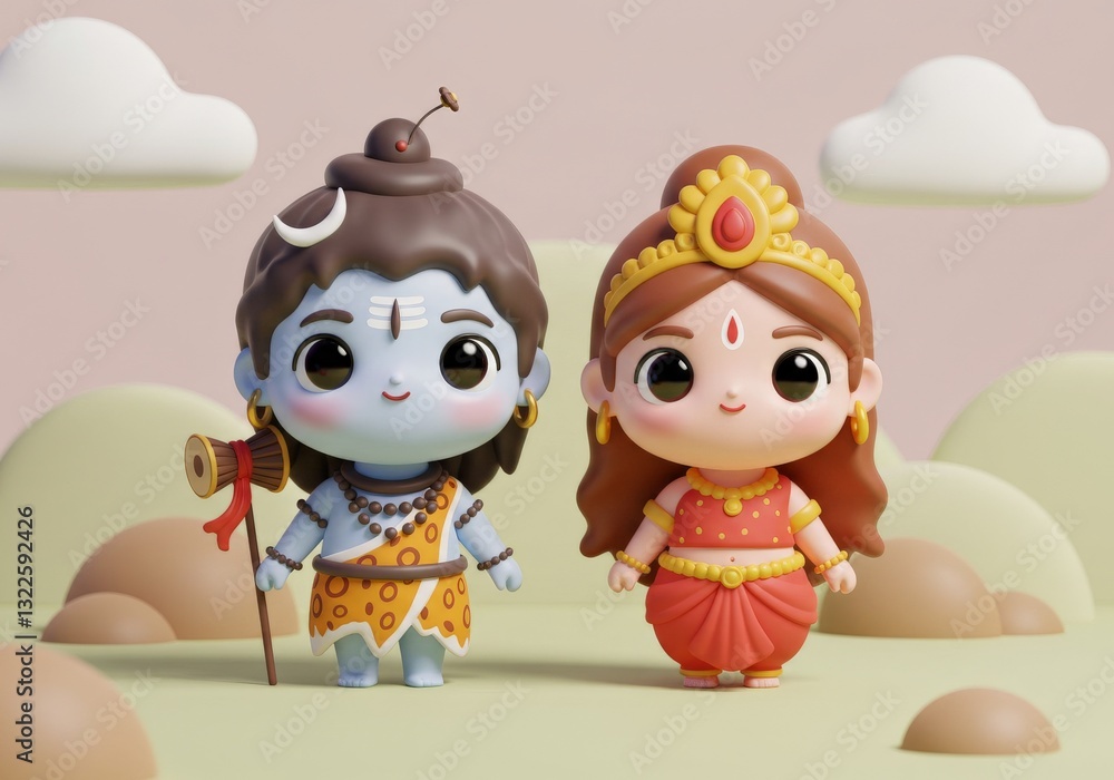 Fototapeta premium Beautifully crafted Hindu deity figurines, exuding divine charm and intricate craftsmanship.