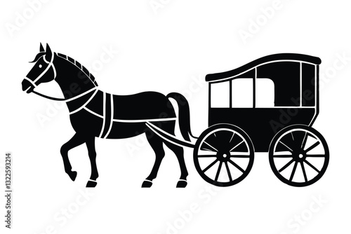 Horse carriage silhouette vector illustration isolated on a white background