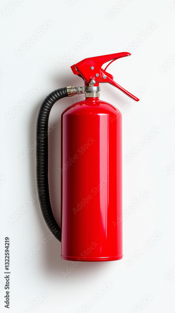 Obraz premium Roter Feuerlöscher auf weißem Hintergrund 