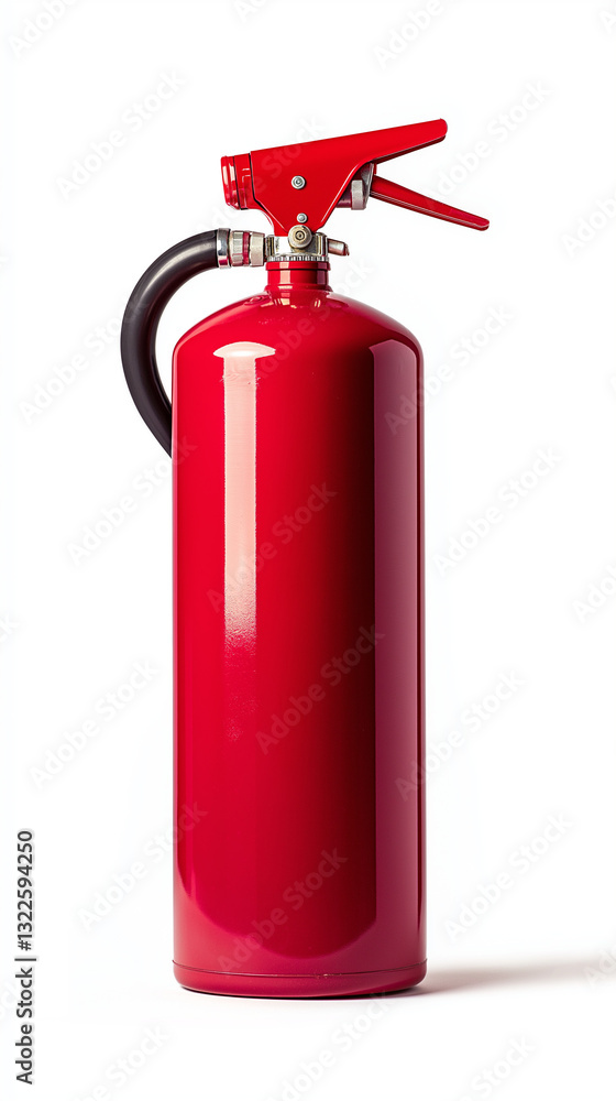 Obraz premium Roter Feuerlöscher steht auf hellem Hintergrund als Sicherheitsmaßnahme