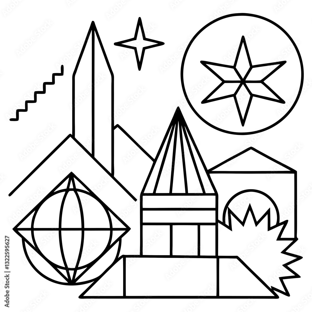 Vector church illustration with cross symbol, star and tree design Vector church illustration with cross symbol, star and tree design